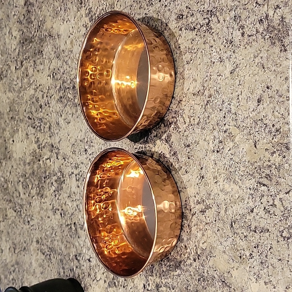 2 copper Boots & Barkley pet bowls